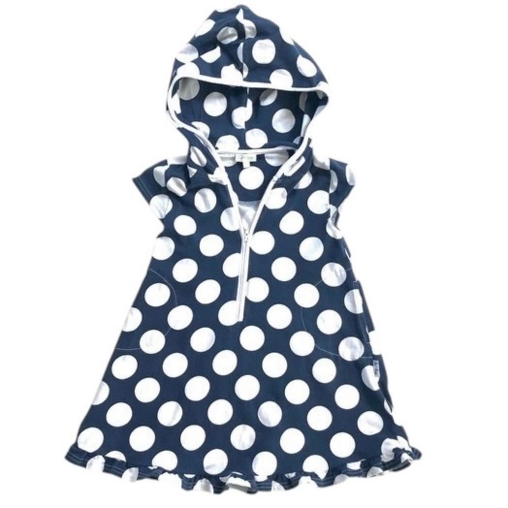 Le Top Blue Polka Dot Hooded Ruffle Swimsuit Cover Up girls 4